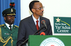 President Kagame delivers an address on u201cChallenges of Nation-Buildingu201d at the commemoration event.(PPU Photo)