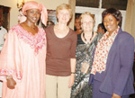 (L-R)Odette Mukazi Mutanguha Covener ( RAUW), Lesley Arietti Ambassadors wife of the US Embassy ,Shirley Randella Am, senior adviser SNV and Agnes Binagwaho  at the US Ambassador  Residence Kacyiru .