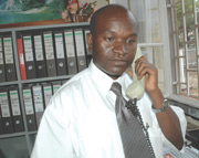 Abel Habiyambere, Rwanda Union Mission treasurer, in his Kigali office(Photo /E. Mutara)