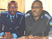 Commissioner General of Police, Andrew Rwigamba (L) and  Criminal Investigation Department boss, Costa Habyara.