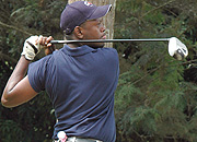 Kayonga takes a swing in a recent competition.