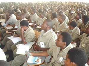 Students attending the national political education course at the Peace and Leadership Centre in Ruhengeri, Northern Province. (File photo)