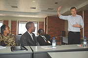 Stephan Von Malortie discusses Innovation Project yesterday at KIST. (Photo J. Mbanda)