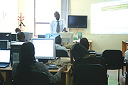 Willy Mugenzi presenting his research findings to The New Times on Monday. (Photo/ E.Mutara)