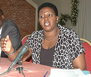 NURC Executive Secretary, Fatuma Ndangiza addresses NURC Cordinators on Thursday ( Photo / G.Barya) 