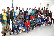 MATHS WIZARDS: Education Minister, Daphrose Gahakwa (2nd Row, 5th R) poses with the students who will be in Thailand for Mathematics competition. (Photo/ R.Mugabe)