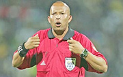 IN: Referee Jerome Damon of South Africa.