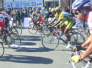 Rwanda cyclists Adrien Niyonshuti and nathan Byukusenge(middle) racing in the African Cycling Championship in Morocco over the weekend. (Photo / Ferwacy).