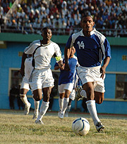 FROM BLUE TO WHITE AND BLACK: Former Rayon Sport striker Labama Bokota scored two as his new club APR put five past Gor Mahia in the Confederations Cup yesterday in Nairobi. (File photo)