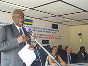 Justice Hassan Bubacar Jallow, the ICTR Chief Prosecutor addressing delegates at Muhanga during the opening of the centre (Photo D.Sabiiti)