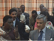 Minister of Education, Daphrose Gahakwa with   Niraj Srivastava Ambassador of India to Rwanda with other KIE staff members. (Photo/ O.MUTARAYIRE).