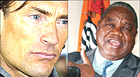 L-R: coach Herve Renard, BACKING: Zambian President Rupiah Banda.