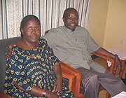 Left-Rigt is Mama Fibi Orombi, and Archbishop Luke Orombi after the dinner at Kigali guest house.