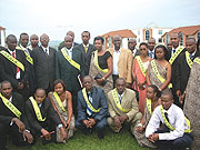 New guild members in a group photo after their swearing in ceremony at the ULK campus in Gisozi yesterday. (Photo/ R Mugabe)