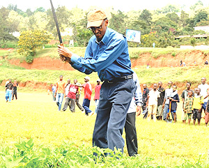 President Kagame joined his neighbours in the monthly Umuganda.