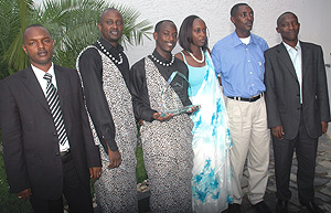 Genocide survivors who received the award with CNLG Executive Secretary Jean de Dieu Mucyo  at Urugwiro Village. (Photo/ J Mbanda).