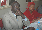 High Court President Johnston Busingye (L) at yesterdayu2019s meeting. (Photo J Mbanda)