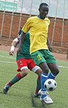 CLOSE CONTROL:  Amavubi Stars skipper Olivier Karekezi in action against Morocco in the last qualifying round in Kigali, a game Rwanda won 3-1.