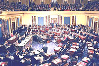 The United States Senate in session. Pres. Obama will face challenges from his Democrat collegues.