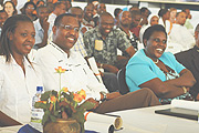 Education Minister Daphrose Gahakwa, Minister of Youth  Protais Mitali  and Executive Secretary of CNLS at the Cross Generational Sex Campaign launch on Saturday.(Photo/ G.Barya)