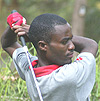 Captains Cup winner: Emmanuel Nsengamungu takes a swing at hole one. (Photo/ G. Barya)