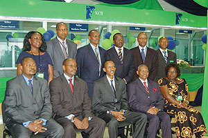 H.E. President Kagame, Financce Minister James Musoni with KCB Board