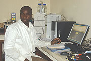 An employee of Rwanda Bureau of Standards in one of the bodyu2019s  laboratories.