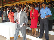 Minister Karugarama at the opening of the community health workers camp in Huye Photo PNtambara.