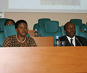 NURC Executive Secretary, Fatuma Ndagiza and the Commissioin's chairman, J. Baptiste Habyarimana appearing before the Senate (Photo by H.Fidele Goodman