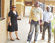 District and IntraHealth Twubakane officials inspect the newly constructed Gasagara Health Center. (Photo: D. Sabiiti)