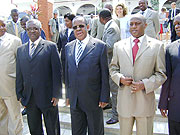 CEPGL Defence Ministers after signing security pact,L-R, Col. J Niyoyankana,Mwando Simba-DRC,Gen.M Gatsinzi-Rwanda.