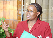 Angelina Muganza outside parliament after her presentation to the house yesterday. (Photo F. Goodman)