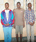 Theogene Nsabimana (Right),   Ntawagashira Evaliste (Middle) and  Evariste Ndayizigiye at Remera Police Station yesterday (Photo F Goodman)