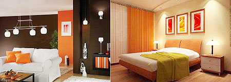 L-R : Colour, and furnishing are just as important as lighting, they all work together to create harmony.;A bedroom where a variety of lights are used to create a refreshing atmosphere.