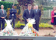 The Belgian Foreign Affairs Minister, Steve Vaneckere, after laying a wreath at Kigali Memorial Centre yesterday (Photo G Muramila).