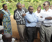 Christine Nyatanyi, Dr Emmanuel Nkurunziza Director General of National land Centre and Stanistas Kamanzi (extreme right) during the field tour (Photo/ E. Mutara)