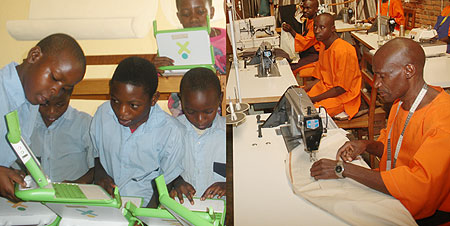 L-R : Every child has a right to improved  education through access to ICT ;TIG has enabled convicts to gain skills that contribute to community development.