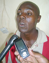 Prime suspect, Gapiteni Hatangishaka , at Nyamabuye Police station. (Photo: D. Sabiiti)