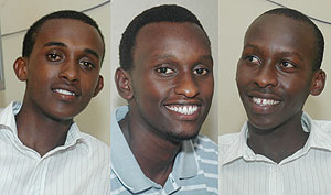 L-R : Denis Bisangwa ; Happy Boy-Michael Ngamije ; TRIUMPHANT:  Aloys Nsereko (All Photos J Mbanda)