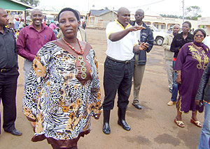 The Kayonza District Vice Mayor in charge of economic planning and development Anasthase Barinda (center), flanked by district officials  inspecting various facilities within the park. (Photo S. Rwembeho)