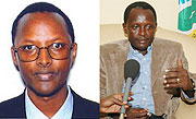 L-R: Deo Mushayidi, Martin Ngoga talks to the media after Mushayidi's arrest ( Photo by F. Goodman)