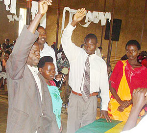 TILL DEATH DO US APART: Some of the couples taking their marriage vows on Monday. 