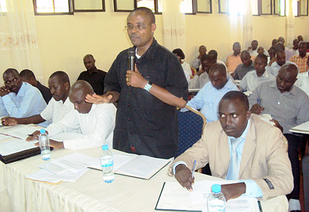 The Mayor of Kirehe district, Protais Murayira speaking at the retreat. 