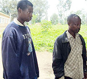 The suspects at Gatunda Police Post. (Photo: D. Ngabonziza)