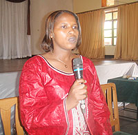 THANK YOU; Olive Uwantege a Human Resource Personnel at National Youth Council addressing participants yesterday. (Photo; Eugene Mutara)