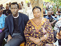 Bishop Elect the Right Reverend Bishop Louis Muvunyi join Gahini residents in mourning. (Photo: S. Rwembeho)