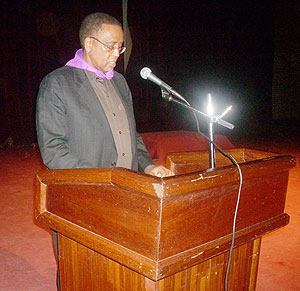 NUR Rector Prof Silas Lwakabamnba speaking at the opening of the commemoration week at the NUR. (Photo: J.C Gakwaya)