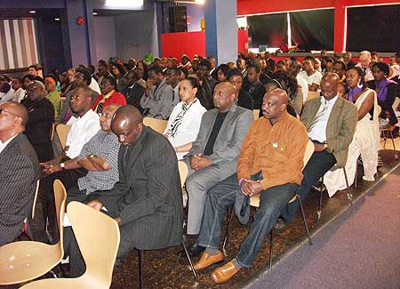 The audience attentively listen to presentations during the commemoration event in Birmingham, United Kingdom (Photo Rose Ingabire)