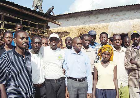 Sarafina Mukayuhi (third right) in the company of Gatsibo NEC volunteers. (Photo: S. Rwembeho)