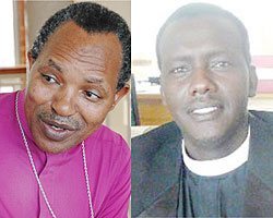 L-R : Archbishop Emmanuel Kolini ; The Archbishop-elect Rev. Louis Muvunyi. (Photo G Ntagingira)